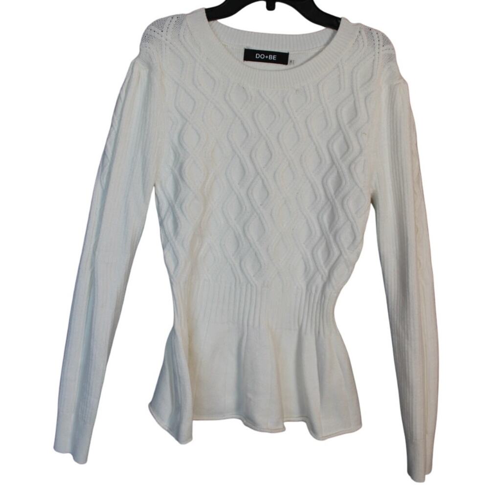 DO + BE Cream Peplum Sweater Size Small